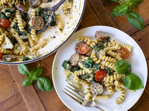 Creamy Spinach & Artichoke Pasta with Sausage - Try It With Delicious ...