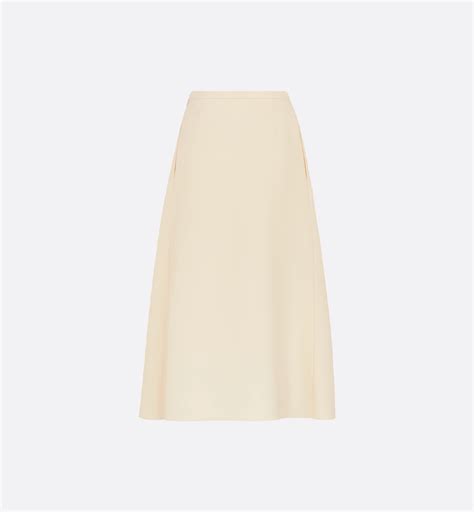 Flared Mid-Length Skirt Ecru Wool and Silk | DIOR
