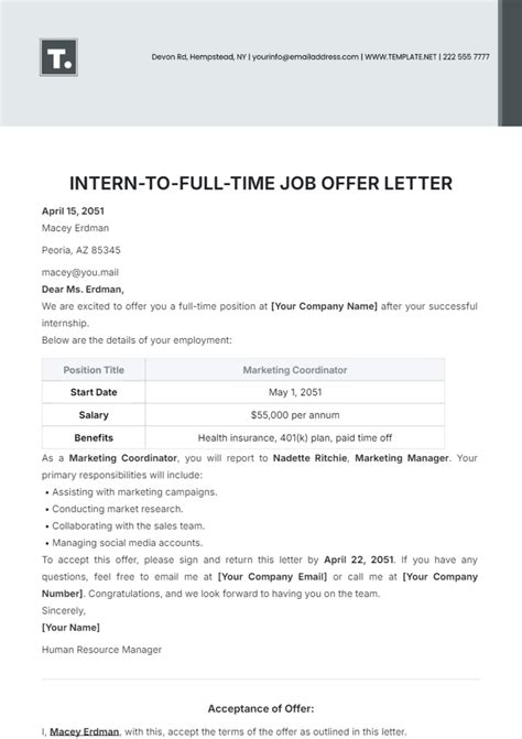 Free Teacher Job Offer Letter Template to Edit Online