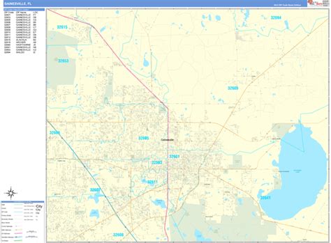 Gainesville Florida Zip Code Wall Map (Basic Style) by MarketMAPS ...