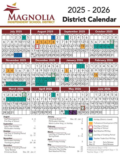 Magnolia ISD Schools Calendar 2025-2026 | Academic Holidays