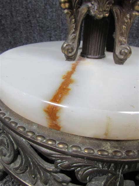 Antique Art Nouveau Marble and Brass Torchiere Lamp For Sale at 1stDibs