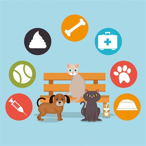 Süße Maskottchen und Zoohandlung Symbole | Kostenlose Vektor