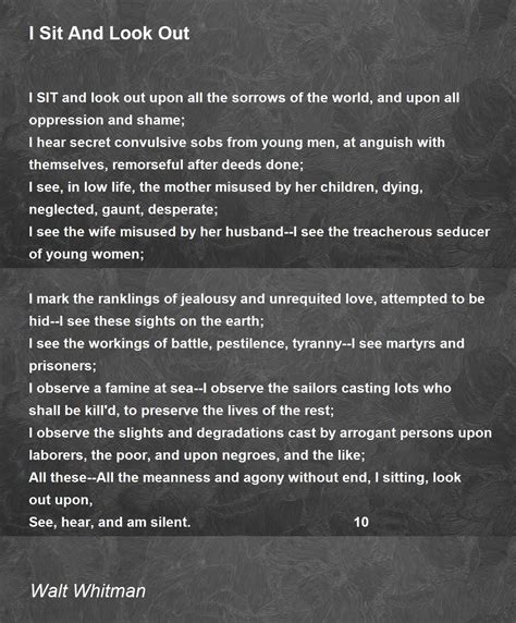 I Sit And Look Out Poem by Walt Whitman - Poem Hunter