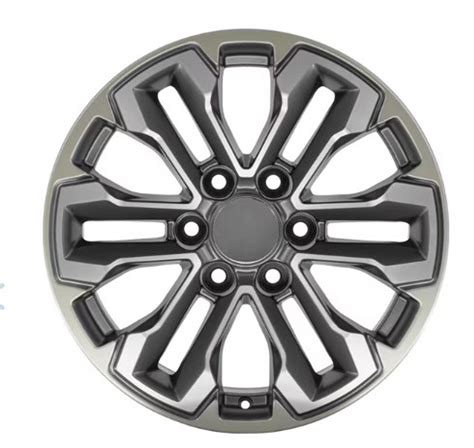 Gunmetal Satin and Machine 18 Inch Split Spoke Wheels for GMC and Chevy Trucks and SUVs