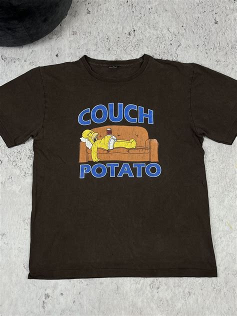Vintage 90s Homer Simpson Couch Potato Brown Tee Shirt | Grailed