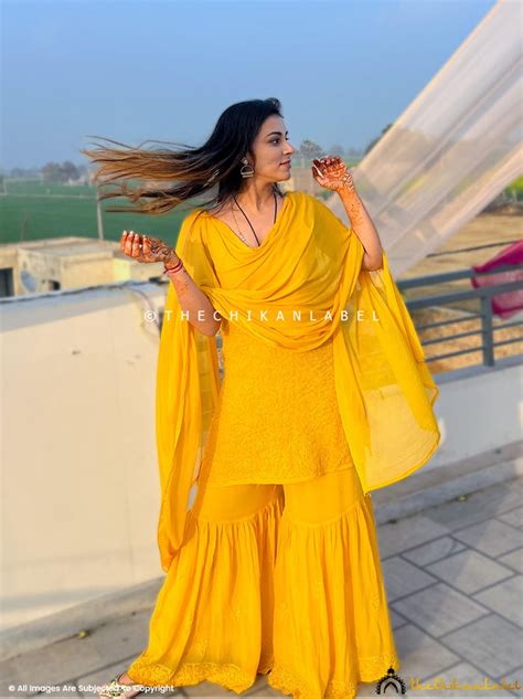 Jia Viscose Chikankari Strappy Kurta Set with Dupatta - Yellow