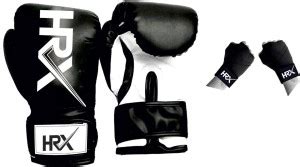 HRX Dual Colour Design White Black Boxing Gloves 14 Oz with Hand Wraps ...