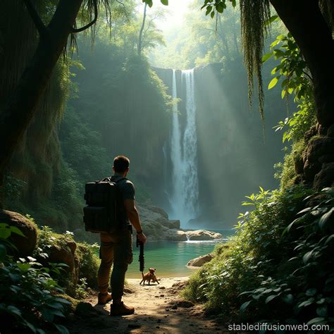 Nathan Drake in Tropical Jungle Ruins | Stable Diffusion Online