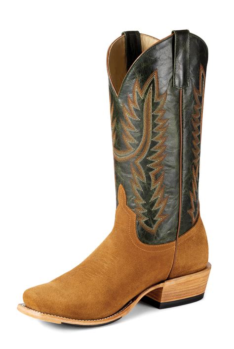 Men's Horse Power Boots, Camel Suede Vamp with Emerald Green Shaft - Chick Elms Grand Entry ...