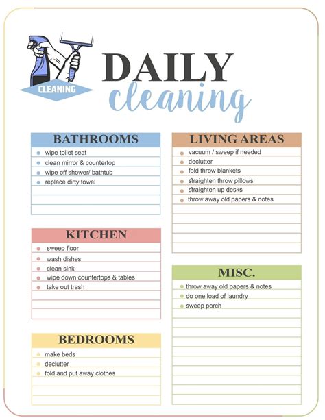 Free Printable Picture Cleaning Checklist - Free download and print for ...
