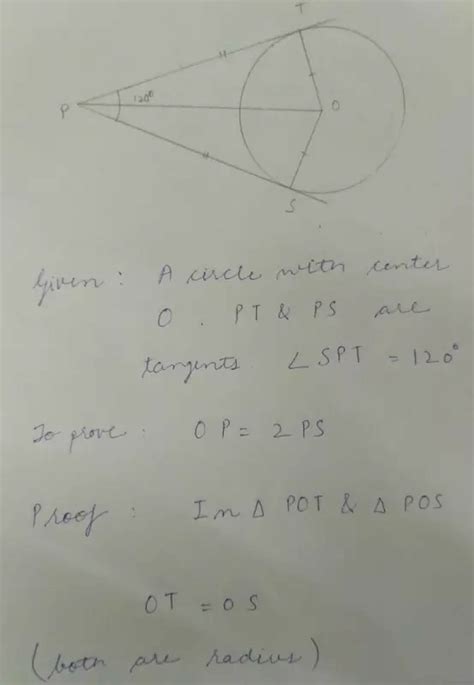 From a point p two tangents pt and ps are drawn to a circle with centre ...