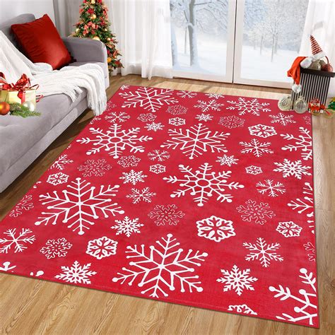 ROYHOME Christmas Area Rug 5x7 Feet Christmas Snowflake Pattern Floor ...