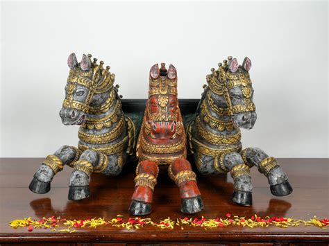 Three Horses Wall Piece | Wood Carved | 30" | Antique Finish – Kirtan Arts