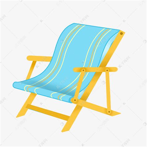 蓝色卡通沙滩椅素材图片免费下载-千库网