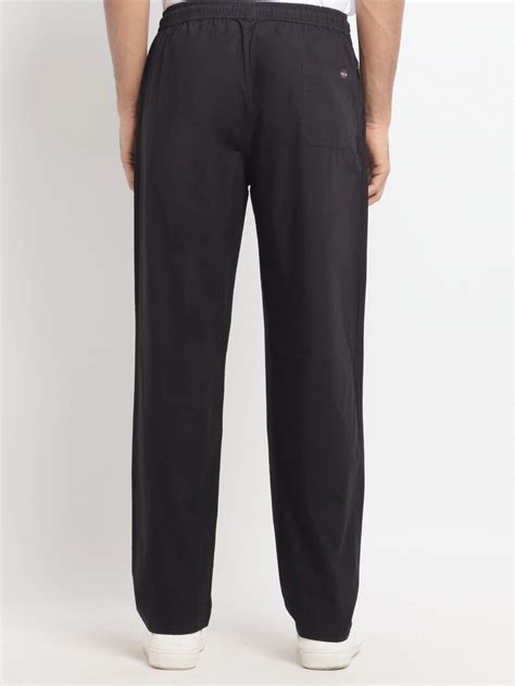 Buy Black Cotton Solid Track Pants for Men | Status Quo