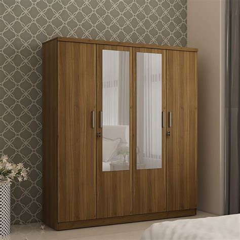 Home Centre Quadro Promo 4-Door Wardrobe with Mirror - Brown (Walnut ...