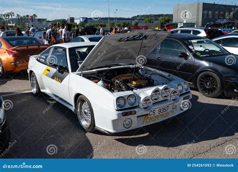 Classic Rally Car Opel Manta B2 400 with Open Hood in Street Editorial Photography - Image of ...