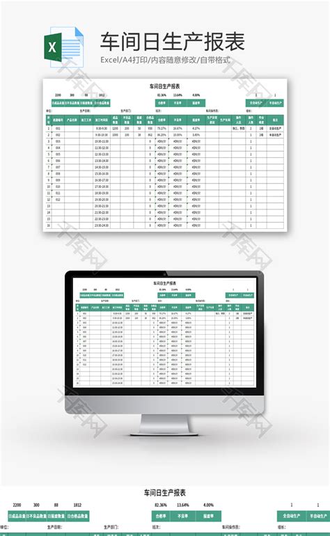 车间日生产报表Excel模板_千库网(excelID：151138)