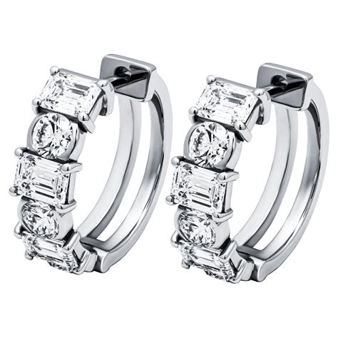 Emerald Cut Diamond Hoop Earrings For Sale at 1stDibs | emerald cut ...