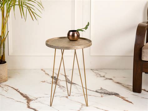 Transcendent Tinge Dark Gold Side Tables with Hairpin Legs, Wooden Tab ...