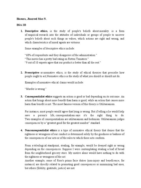 Image result for Descriptive Ethics Examples