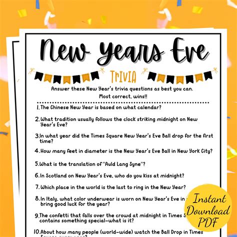 New Year's Trivia Printable | Fanny Printable