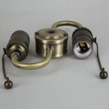 Buy PreWired Pull Chain Lamp Socket CLUSTER ~ ANTIQUE BRASS ~ Double ...