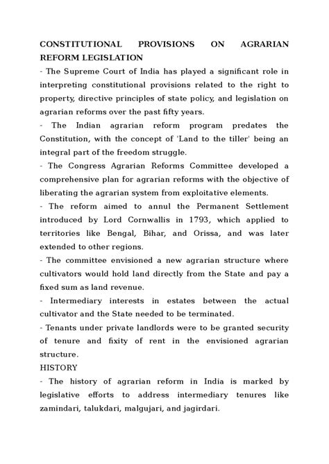 Constitutional Provisions and Agrarian Reform Legislation in India ...