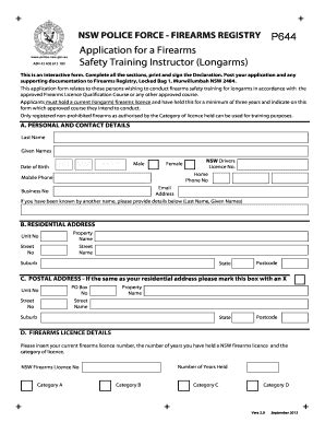 Fillable Online police nsw gov Application for a Firearms Safety ...