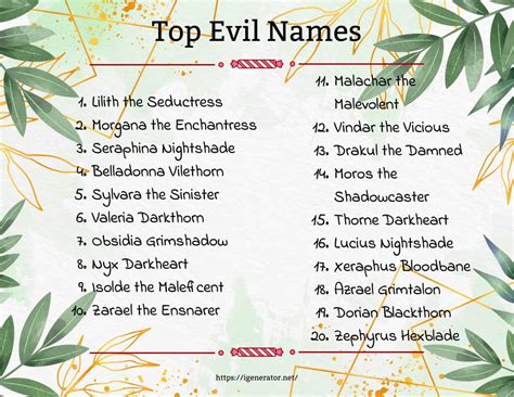 Evil Name Generator | 471 Evil Name Ideas