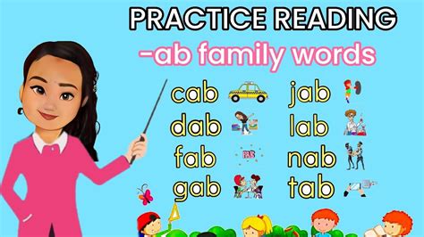 PRACTICE READING 3 Letter Words -ab family words [CVC] Basic Words /a ...