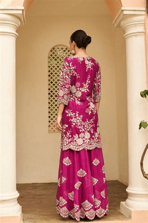 Sangria Plum Embroidered Sharara Set