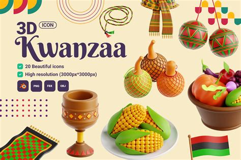 Kwanzaa 3D Illustration Pack - 20 Free Download Culture & Religion 3D ...