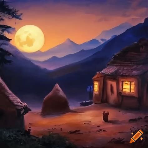 Felt art patchwork of bulgarian rodopi village in winter on Craiyon