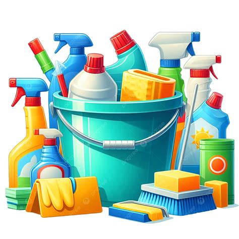 Cleaning Supplies In Colorful Plastic Packaging, Cleaning Supplies ...