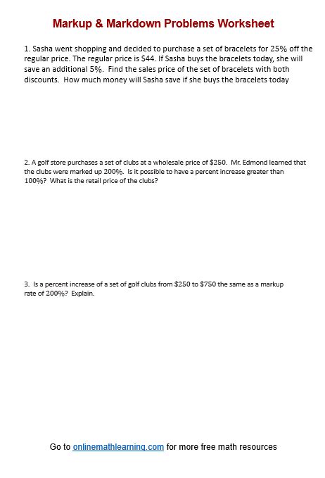 Image result for Math Markup Problems