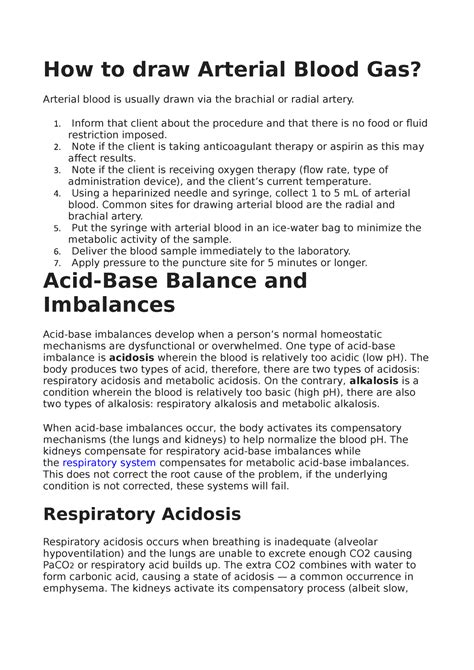 Drawing Venous Blood Gas at Tammy Pough blog