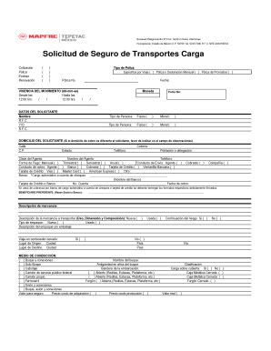 Solicitud de Seguro de Transportes Carga - Plantilla Rellenable en ...
