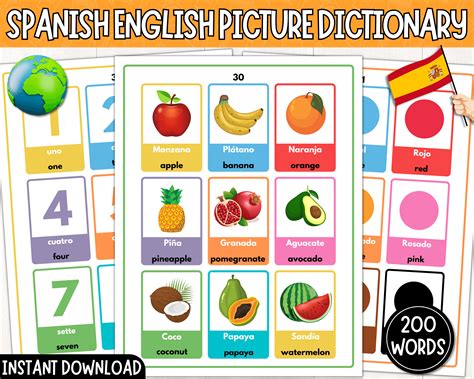 Printable Spanish-english Picture Dictionary | My First 200 Spanish ...