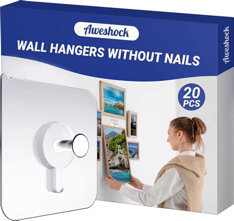 Picture Hangers Without Nails, Nail Free Wall Hangers,20 Counts ...