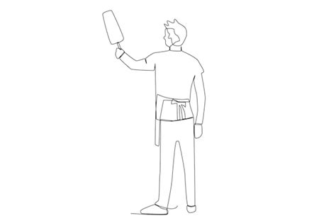 A worker cleaning the window line art | Premium Vector