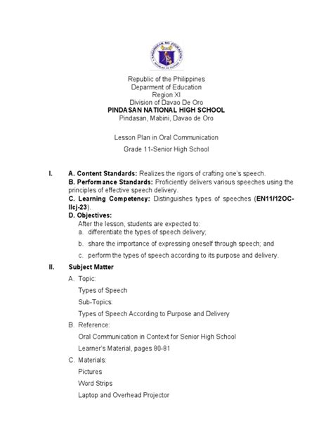 Image result for Lesson Plan for Cot Printable