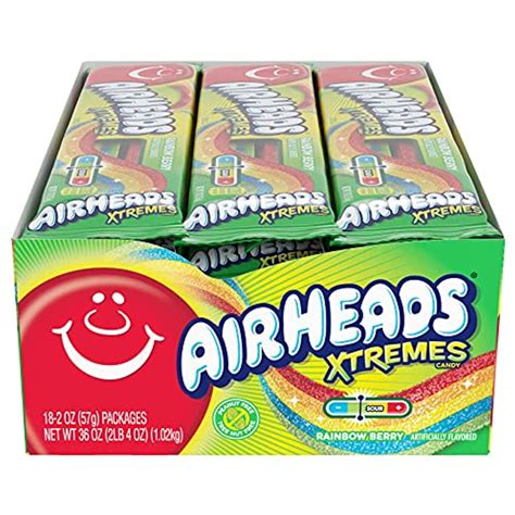 Buy Airheads Xtremes Belts Sweetly Sour Candy, Rainbow Berry, Non ...