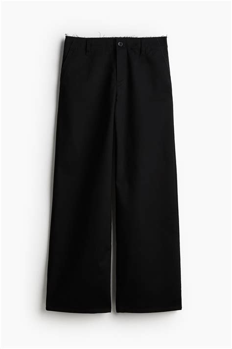 Women's Black Raw-edge twill chinos | H&M IN