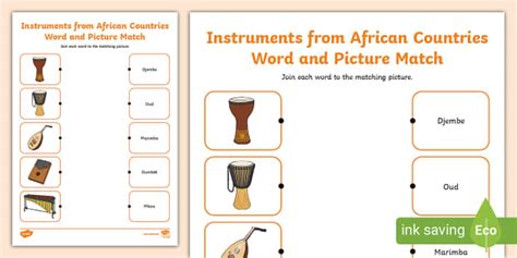 👉 Instruments from African Countries Word and Picture Match