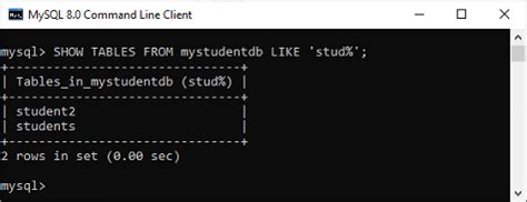 Show Table Command in MySQL 的图像结果