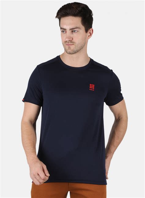 Buy Men Navy Blue Self Design Round Neck T-Shirt Online in India - Rock.it