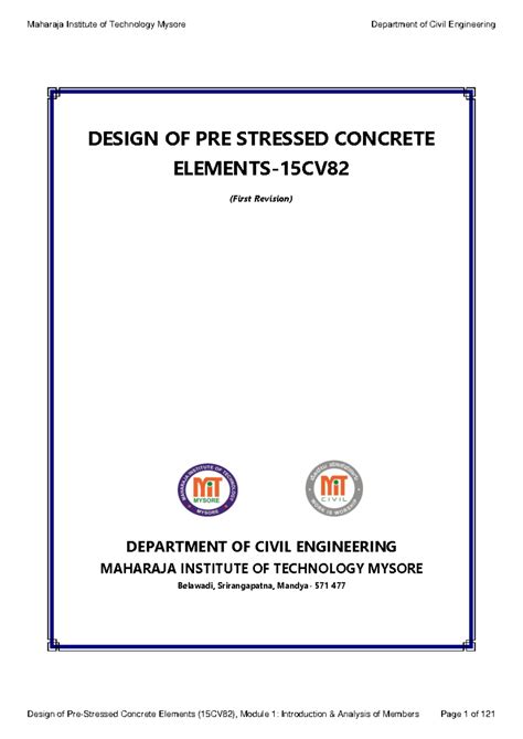 Module 1 - DESIGN OF PRE STRESSED CONCRETE ELEMENTS-15CV (First ...
