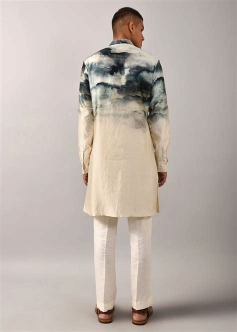 Camouflaged clouds front open Kurta – countrymade.in